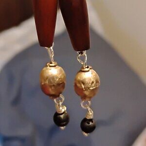 Antique Wood Tubes w Volcanic rock &  Bali beads